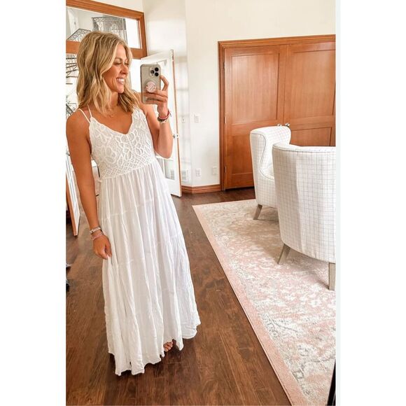 Jessica Simpson crochet iris 2xl/2 blue boho gauze skater maxi dress - Picture 1 of 10
